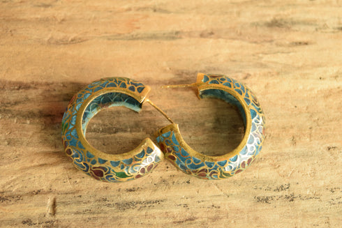 Plique-à-jour Hoop Earrings